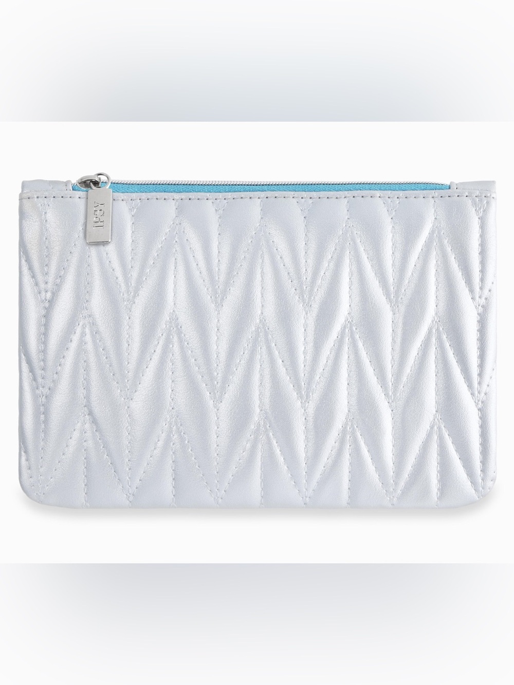 Ipsy Glam Makeup Bag | Metallic Silver Quilted